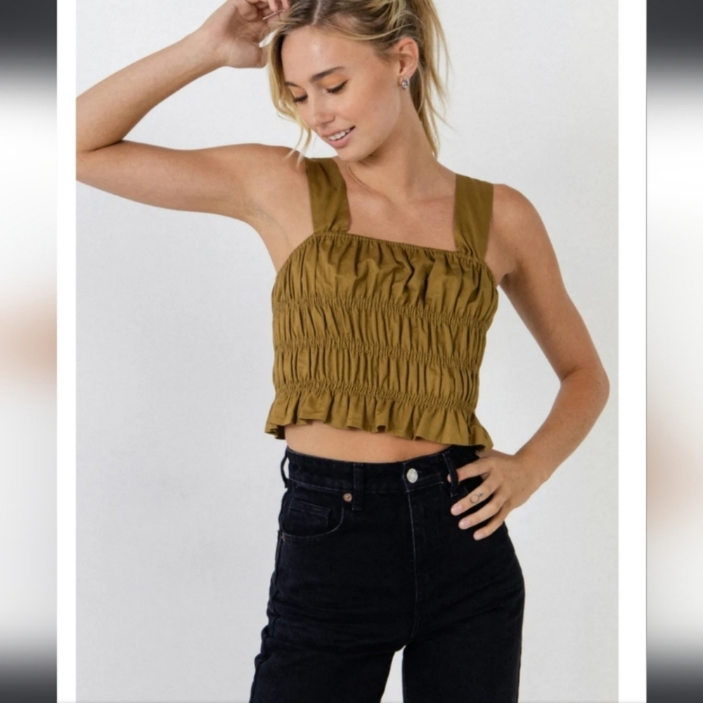 Endless Rose Smocked Ruffle Crop Top